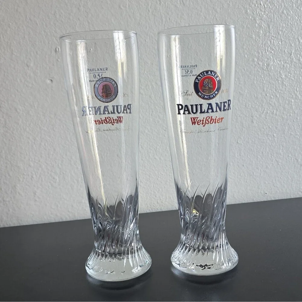 2-Paulaner Weißbier 0.5L Beer Glasses Tall German Weizen Pilsner Sahm Munich